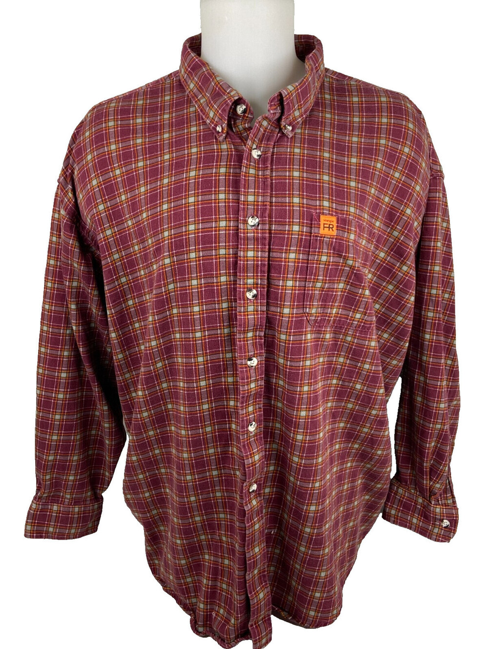 Wrangler Men 4X Big FR Red Plaid Shirt Riggs Workwear Flame Resistant